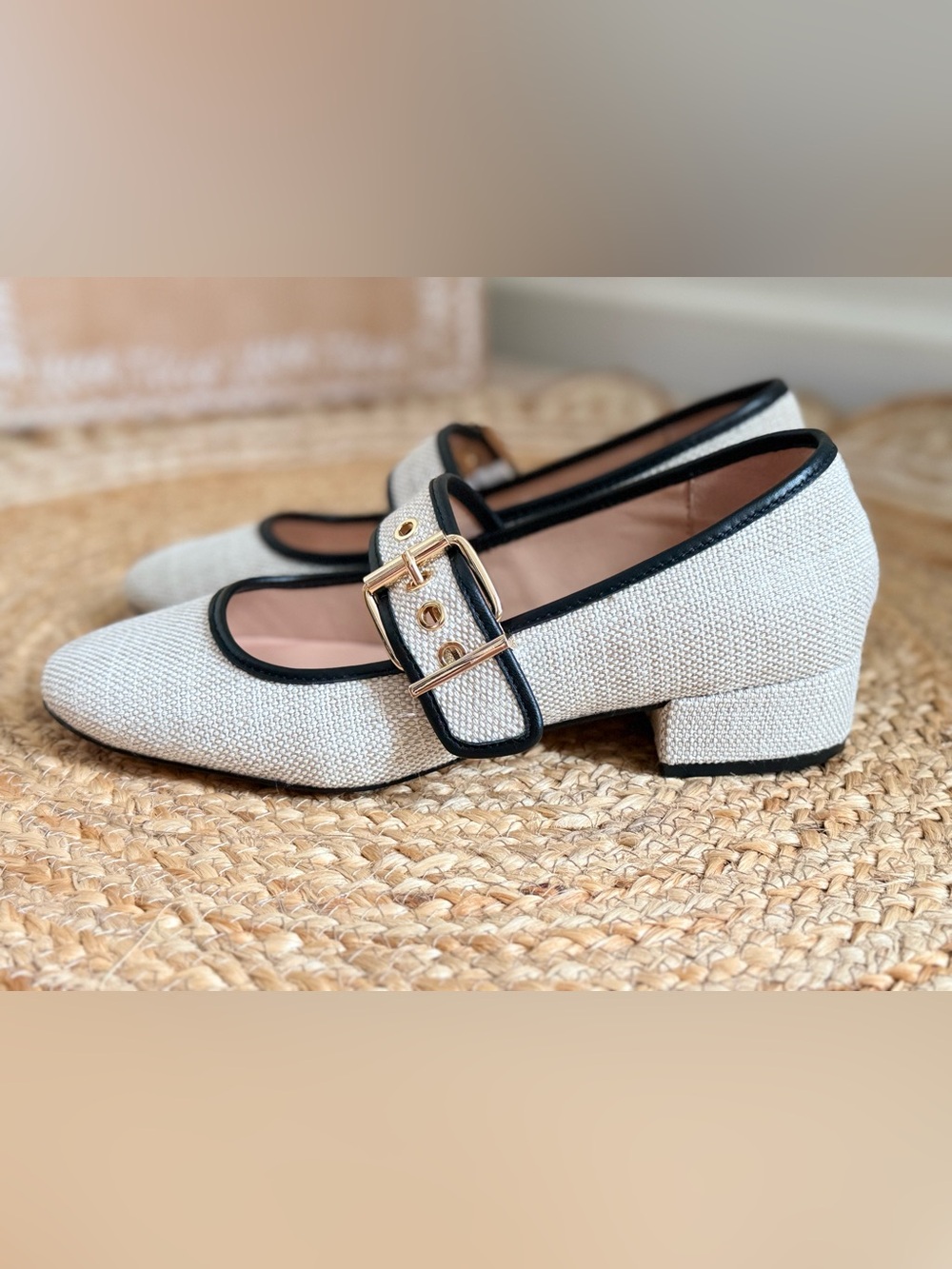 L🌾 JCrew Mary Jane Block Heel Flats with Black Trim EUC - Picture 3 of 9